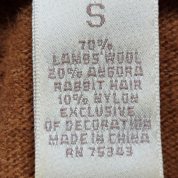 Sarah Spencer Cardigan Womens Small Tan Ruffle Open Front Wool Angora Blend - Picture 8 of 9